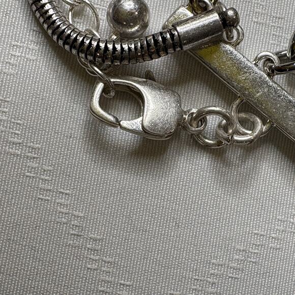 Jenny Bird Five Chain Silver Gold Bracelet Iconic Boho Chunky Lagenlook Vibes - Picture 2 of 14